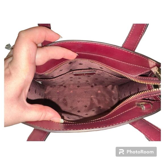 Kate Spade Deep Berry “Frosted Floral” Satchel/Crossbody - NWOT - Picture 5 of 8